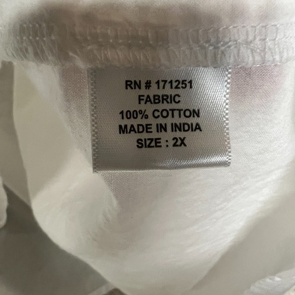 Jennifer & Grace Blouse Womens 2X White Boho Embroidered Minimal Peasant - Picture 6 of 8